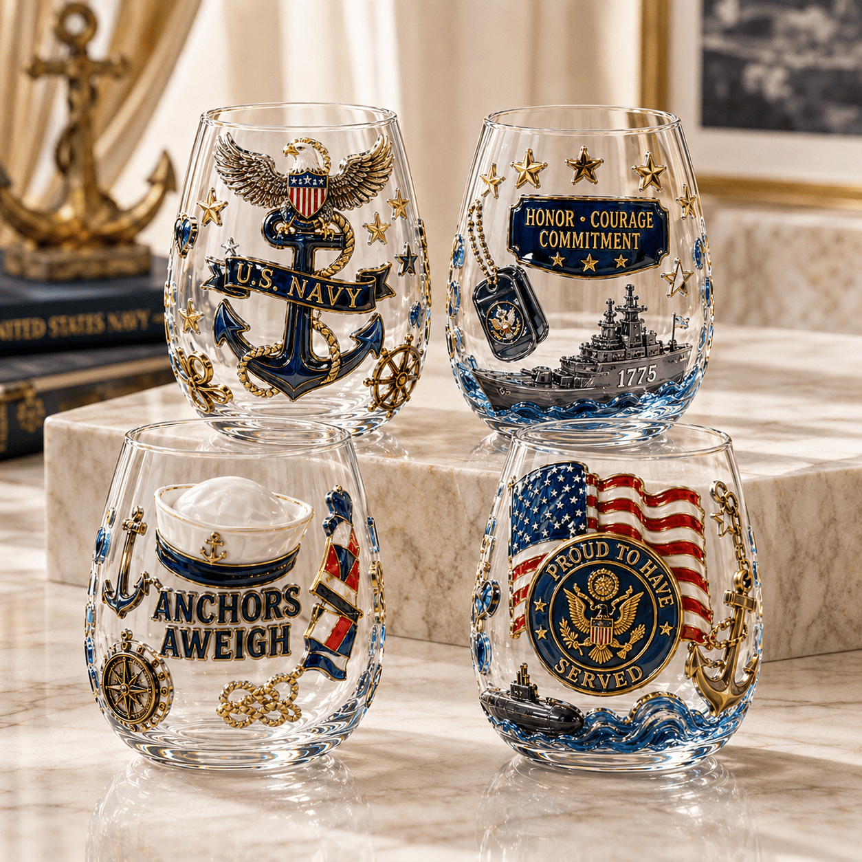 Premium USNV Whiskey Glass Set TTTT