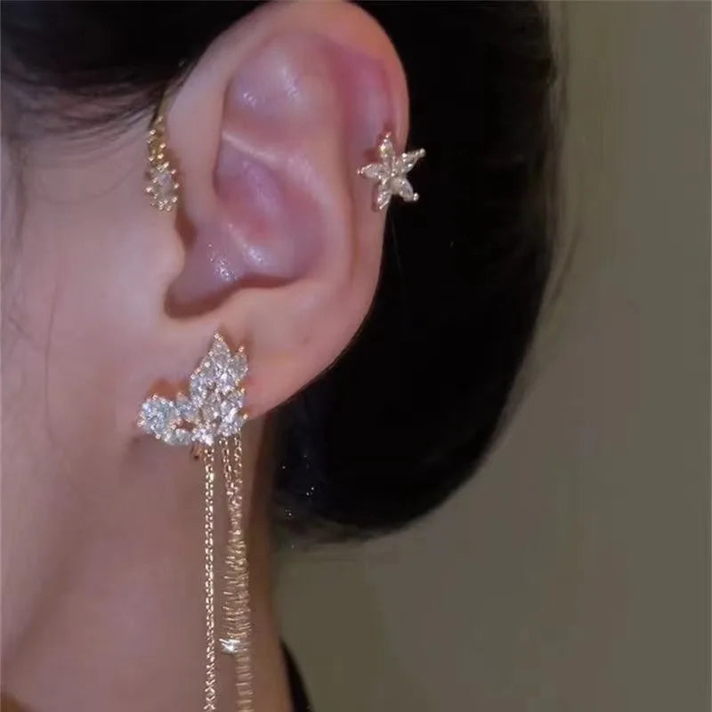 Classical Golden Ear Clip No Ear Hole Stars Tassels For Women Personality Golden Earring Ear Decorate Fine Delicate Jewelry 2025