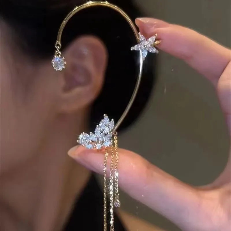 Classical Golden Ear Clip No Ear Hole Stars Tassels For Women Personality Golden Earring Ear Decorate Fine Delicate Jewelry 2025